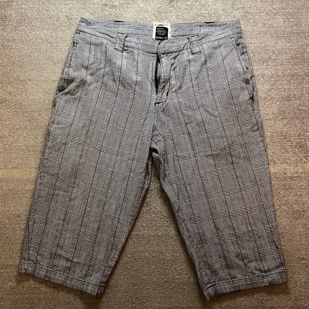 Vintage Chor Mens Plaid Chino Shorts Glen Plaid Check Cotton Skater Size 34